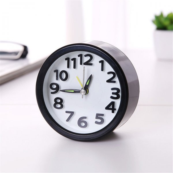 Square Round Alarm Clock Small Silent Table Alarm Clock Snooze Sweeping Wake Up Clock Battery Powered Portable Alarm Clock